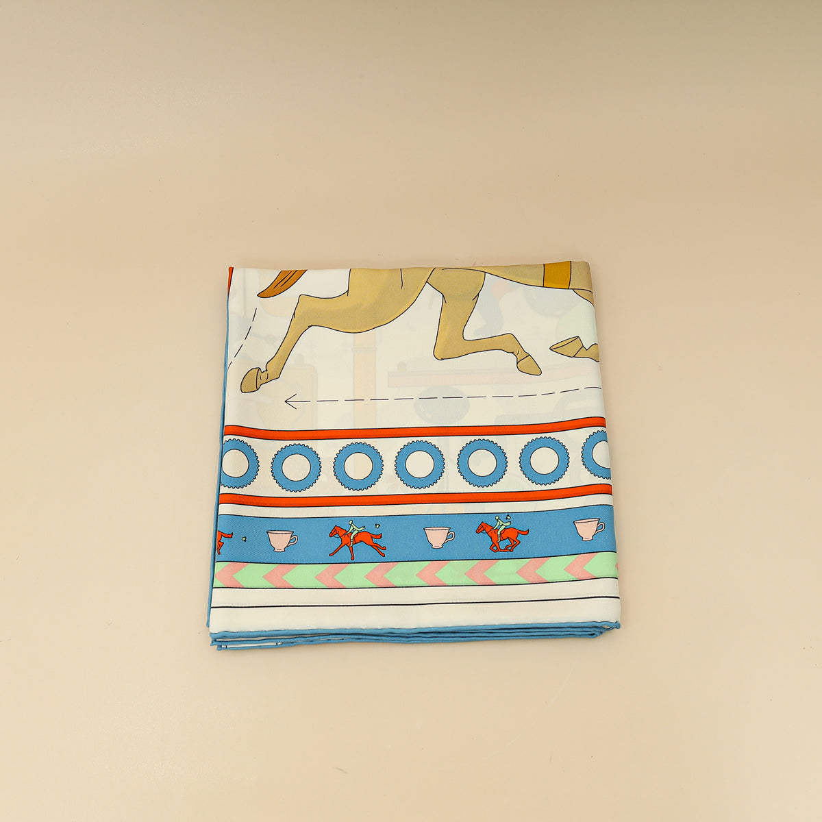 Hermes Blanc Multicolor Tea for Two scarf 90