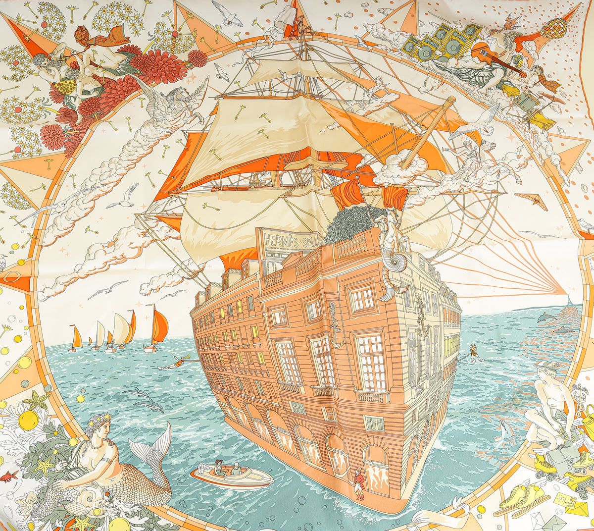 Hermes Tricolor Flagship Silk Scarf 90