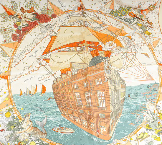 Hermes Tricolor Flagship Silk Scarf 90