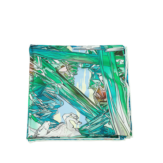 Hermes Tricolor La Vallee De Cristal Silk 90 Scarf