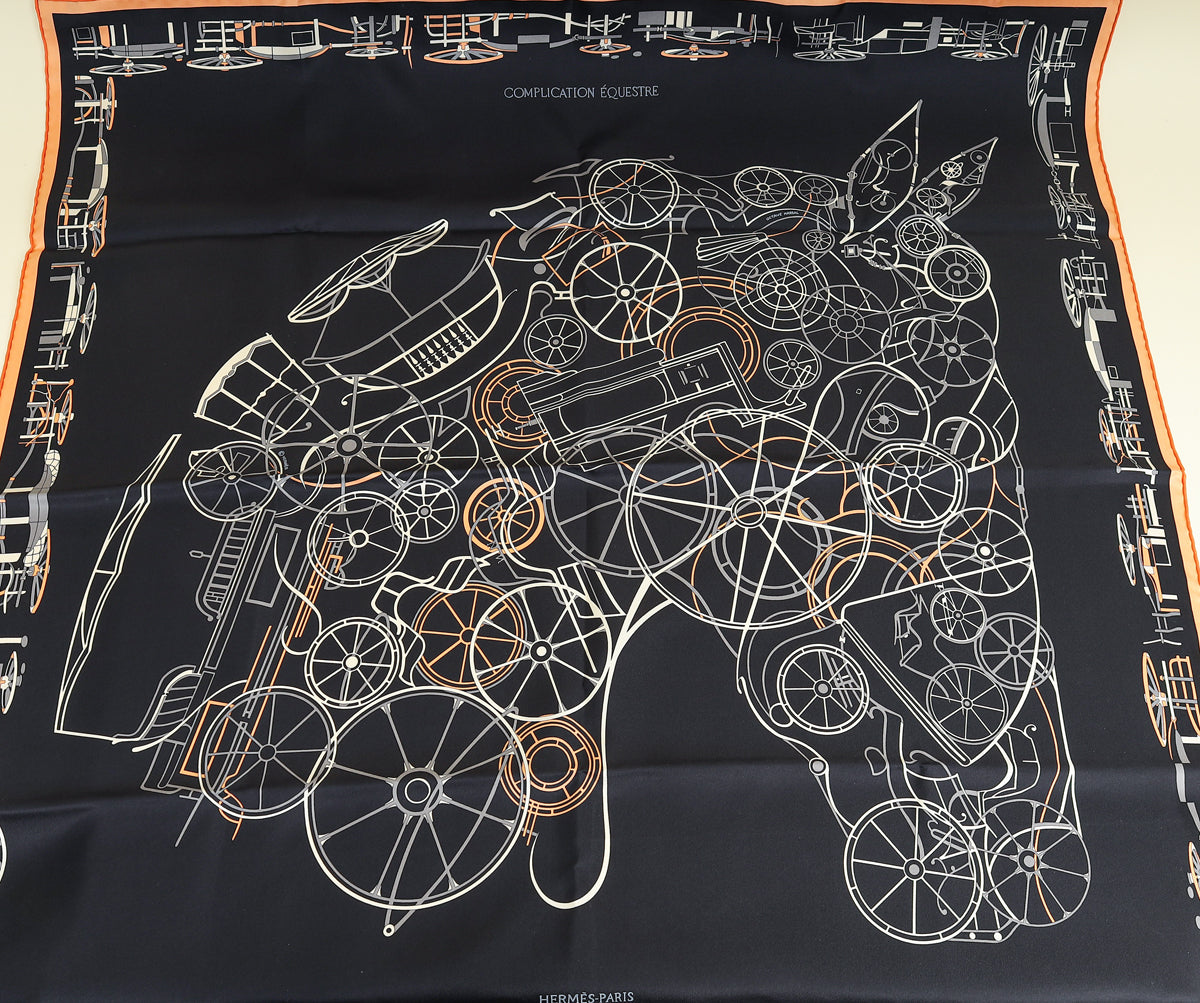 Hermes Tricolor Complication Equestre Scarf 90
