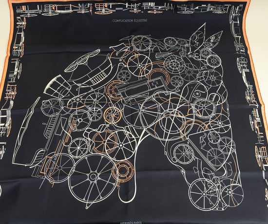 Hermes Tricolor Complication Equestre Scarf 90