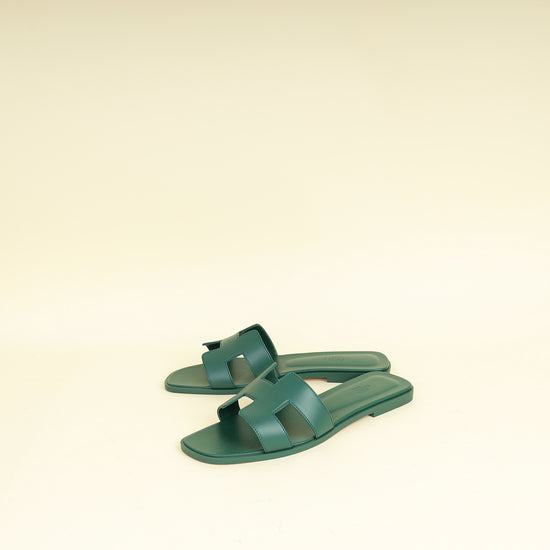 Hermes Vert Viride Oran Sandals 40