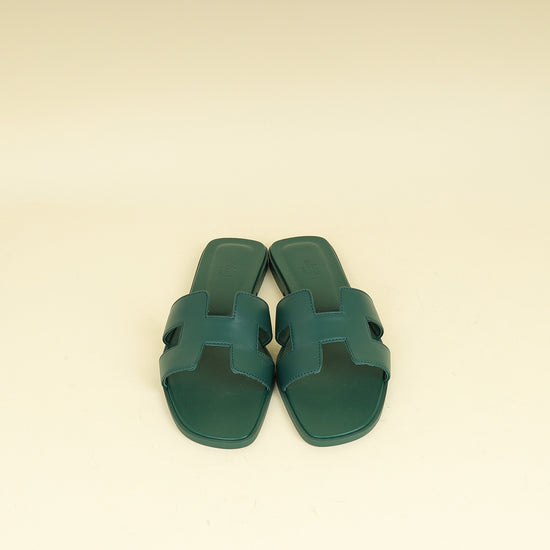 Hermes Vert Viride Oran Sandals 40