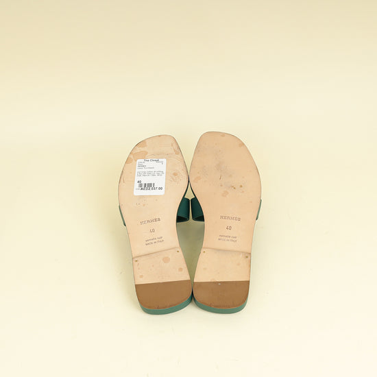 Hermes Vert Viride Oran Sandals 40
