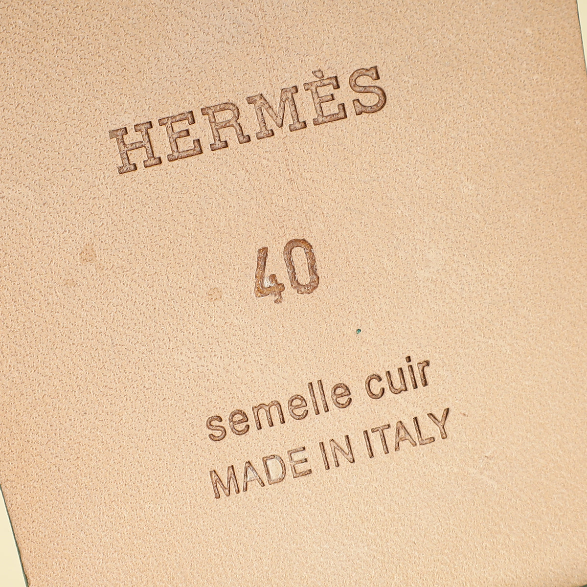 Hermes Vert Viride Oran Sandals 40