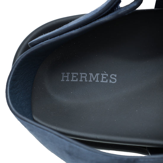 Hermes Bleu Céleste Suede Genius Sandal 42