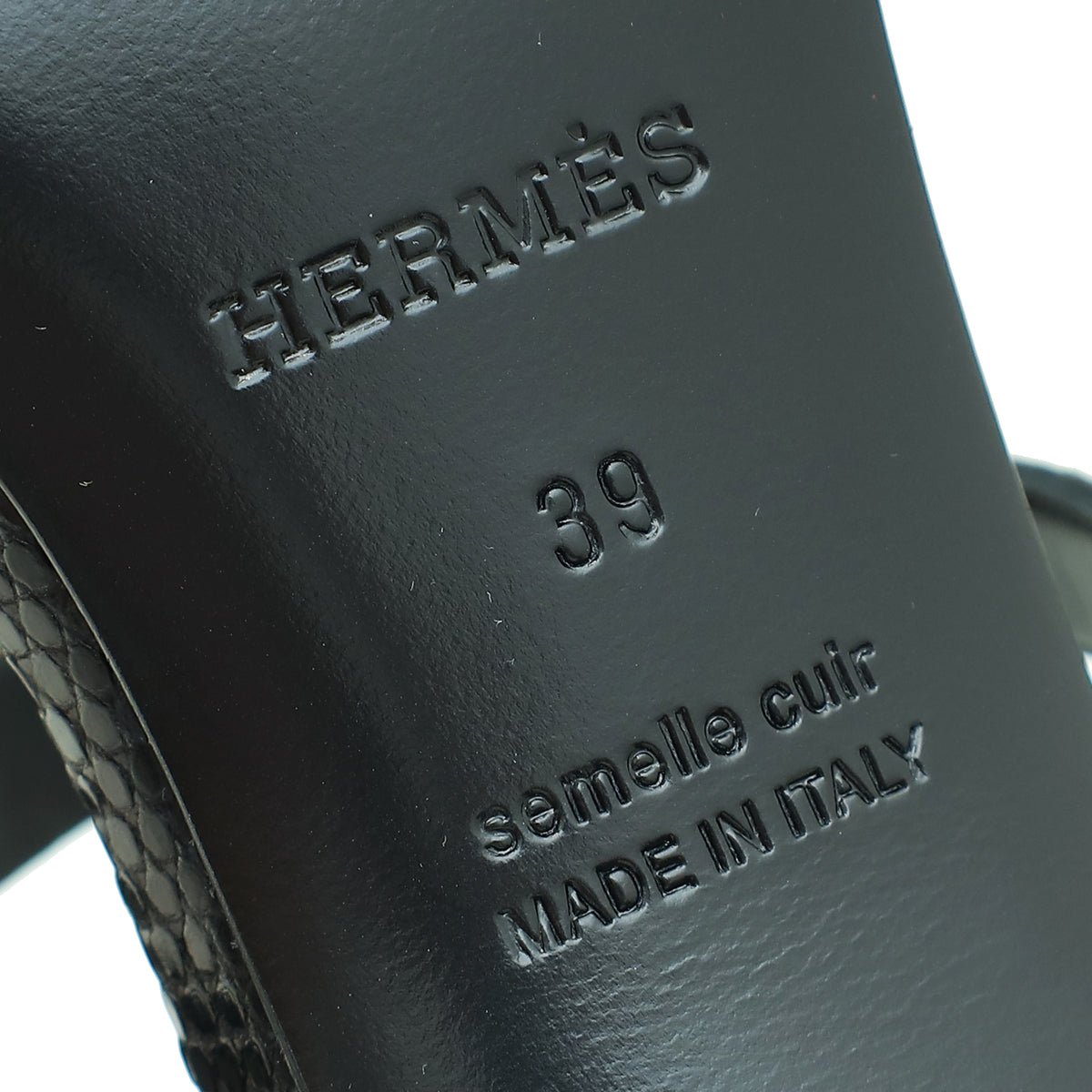 Hermes Noir Lizard Glamour 75 Sandal 39