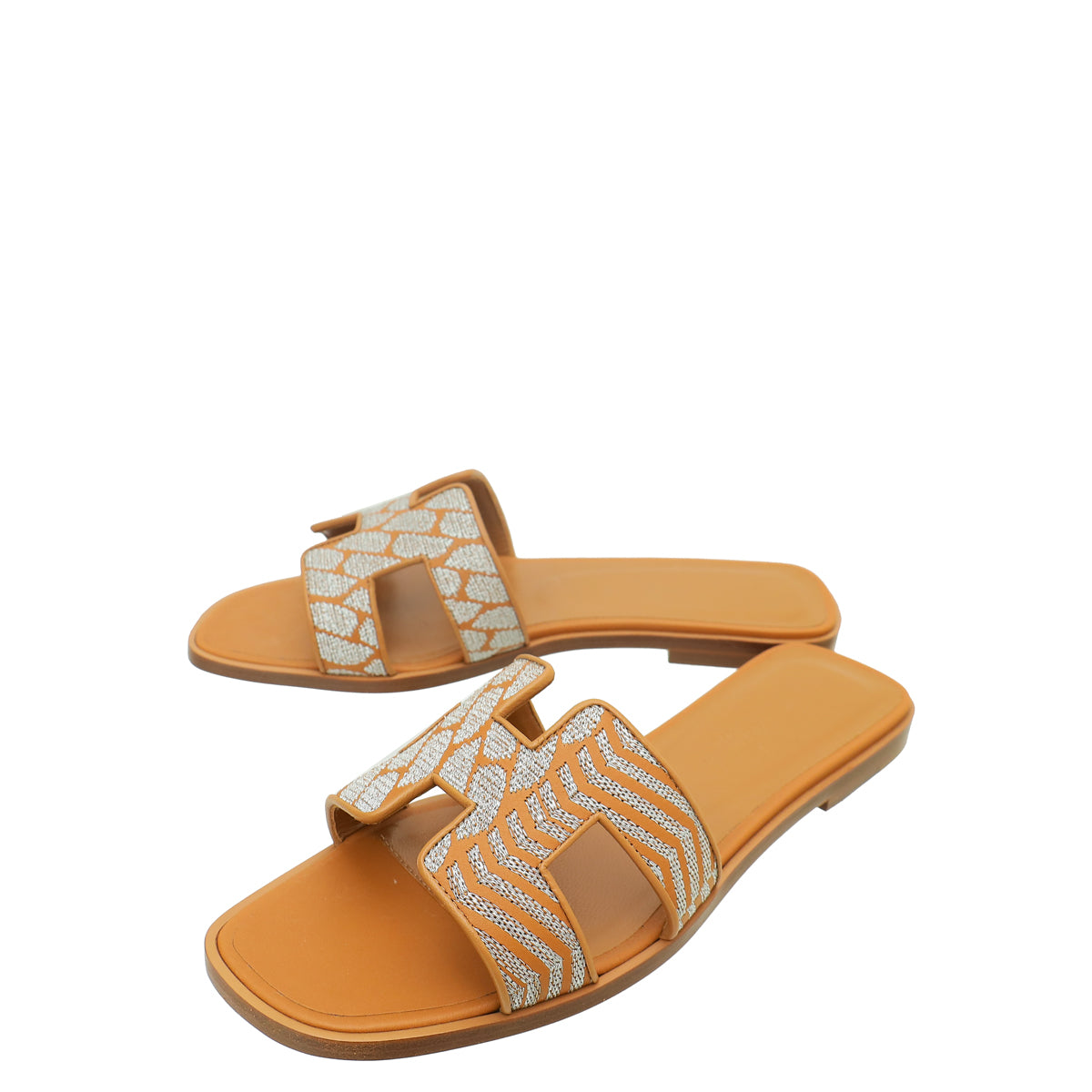 Hermes Veau Bride Embroidered Oran Sandal 36.5-Hermes-THE CLOSET