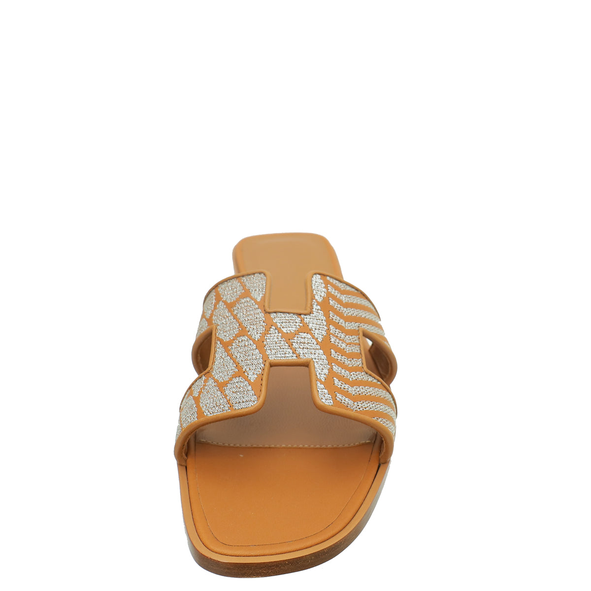 Hermes Veau Bride Embroidered Oran Sandal 36.5-Hermes-THE CLOSET