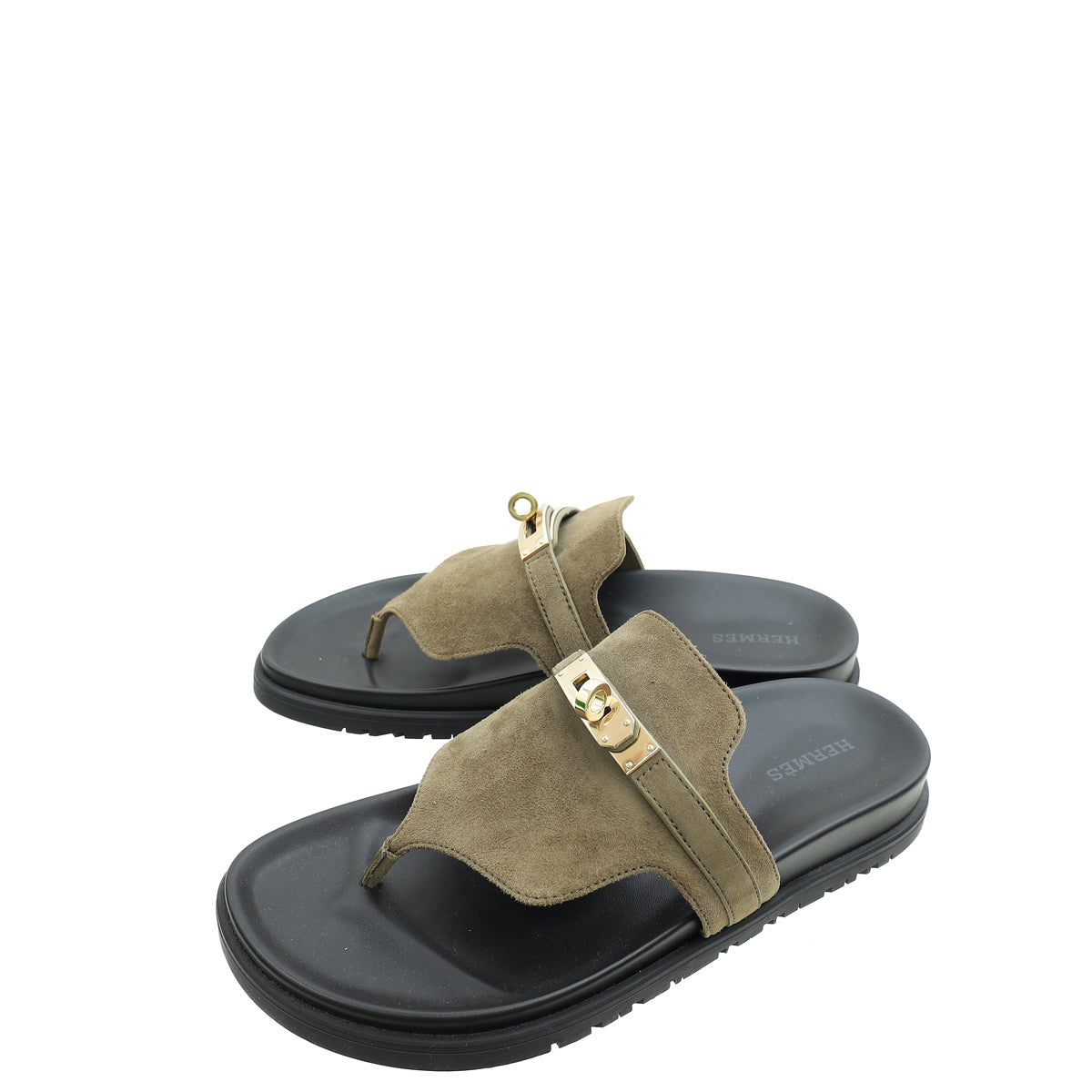 Hermes Vert Toundra Empire Suede Goatskin Sandal 36.5