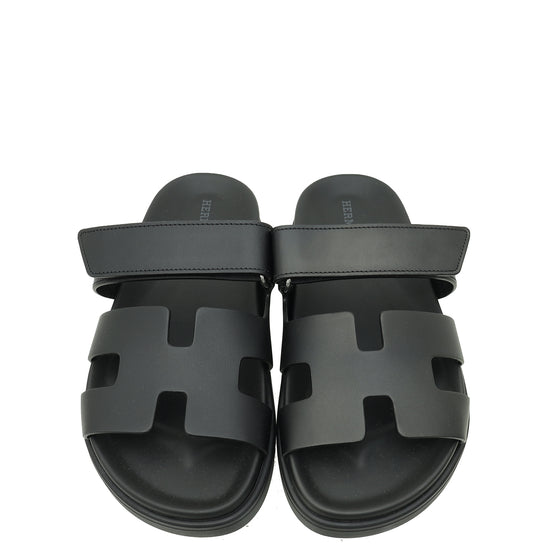 Hermes Noir Chypre Sandal 36.5