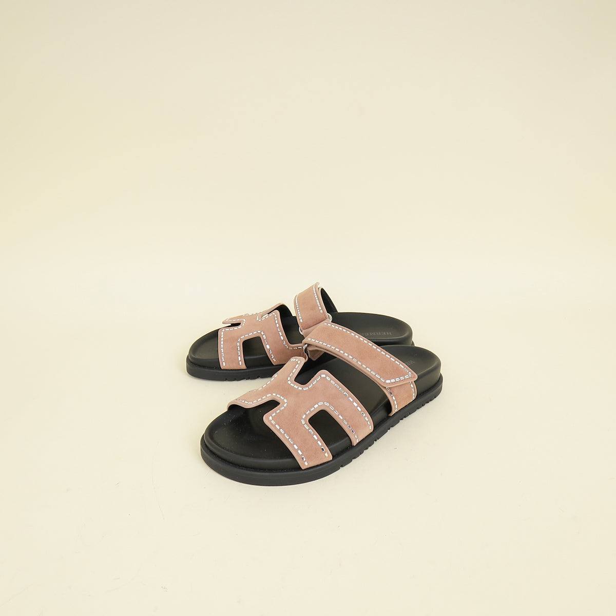 Hermes Rose Perle Suede Crystal Chypre Sandals 36.5