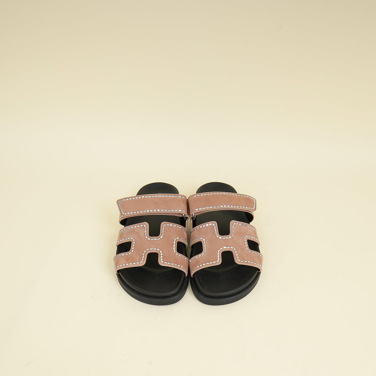 Hermes Rose Perle Suede Crystal Chypre Sandals 36.5
