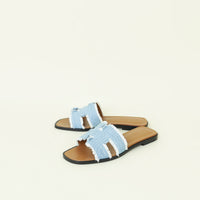 Hermes Belu Clair Oran Denim Sandal 36.5