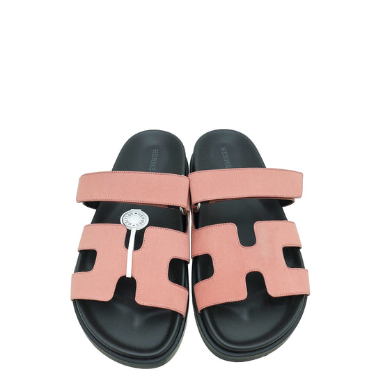 Hermes Bois De Rose Satin Chypre Sandals 36.5