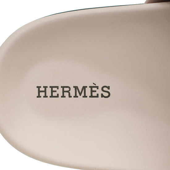 Hermes Rose Porcelain Suede Chypre Sandal 36