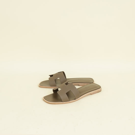 Hermes Gris Etain Oran Sandal 36