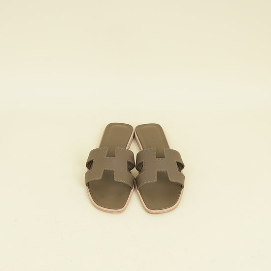Hermes Gris Etain Oran Sandal 36
