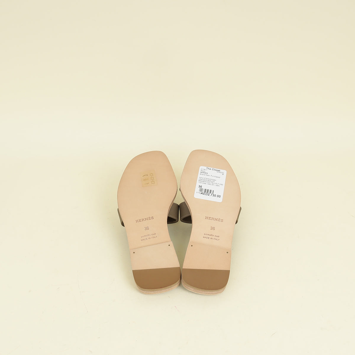 Hermes Gris Etain Oran Sandal 36