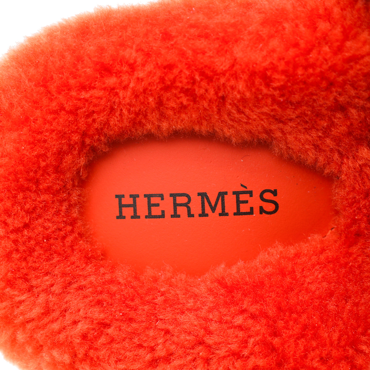 Hermes Orange Woolskin Chypre Sandal 36