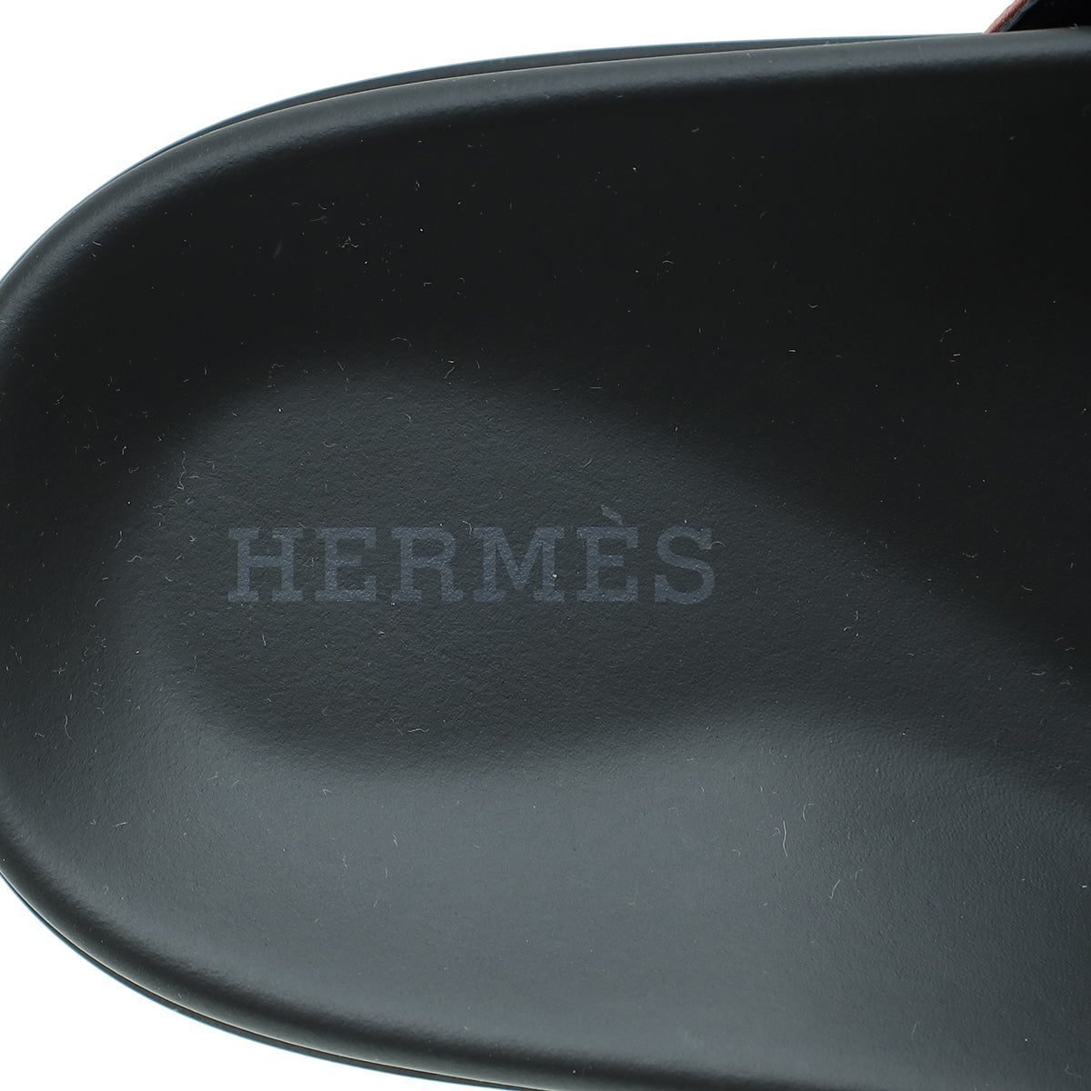 Hermes Bois De Rose Satin Chypre Sandals 36