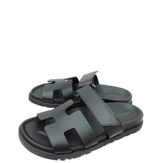 Hermes Noir Chypre Sandal 37.5