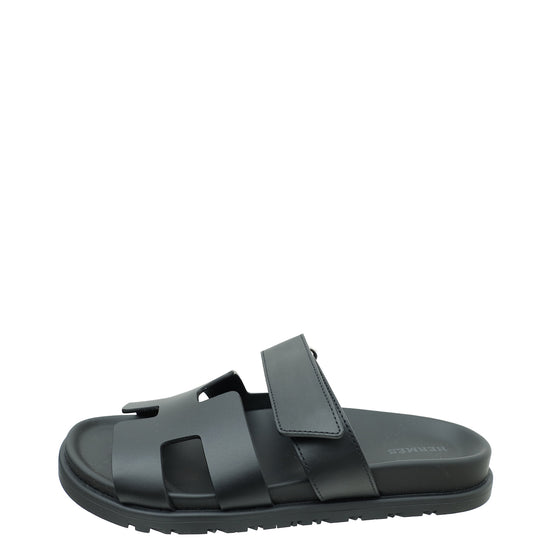 Hermes Noir Chypre Sandal 37.5