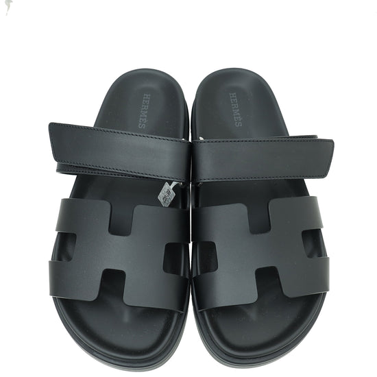 Hermes Noir Chypre Sandal 37.5