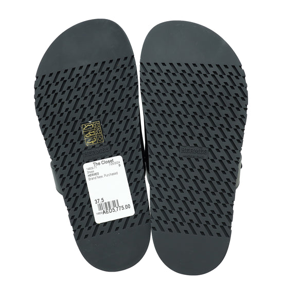 Hermes Noir Chypre Sandal 37.5