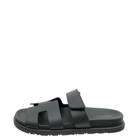 Hermes Noir Chypre Sandals 37.5