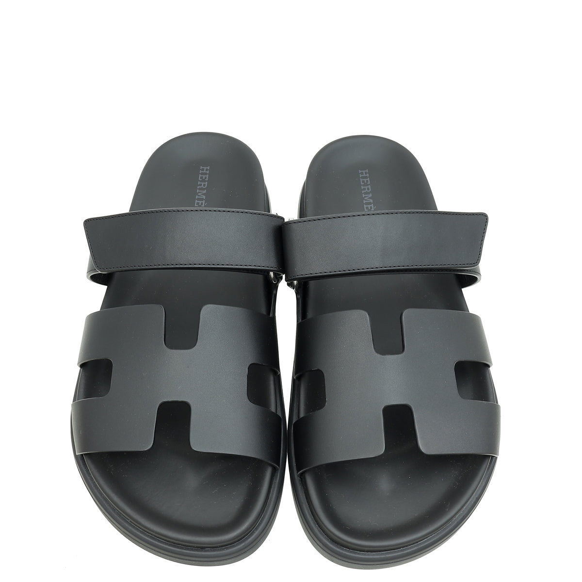 Hermes Noir Chypre Sandals 37.5