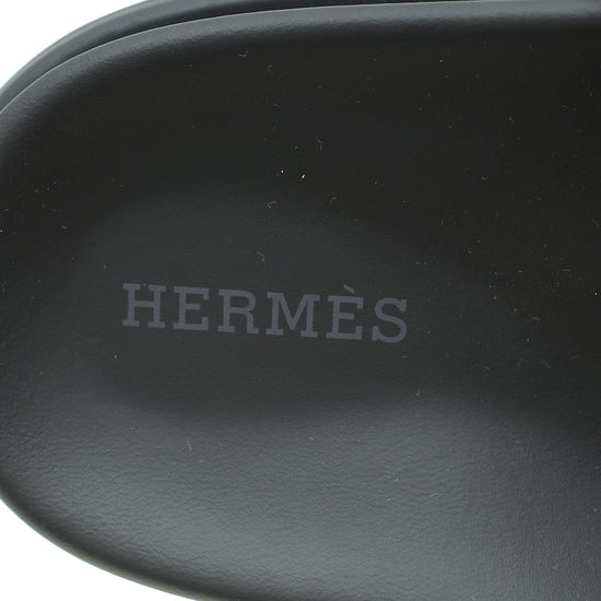 Hermes Noir Chypre Sandals 37.5