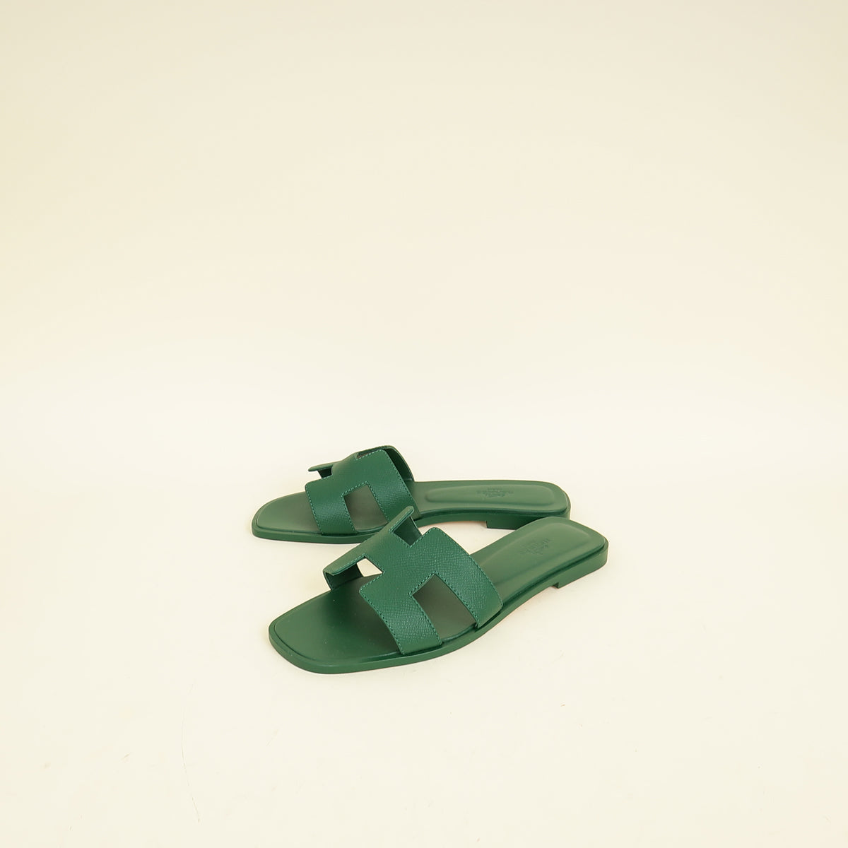 Hermes Vert Cactus Oran Sandals 37.5