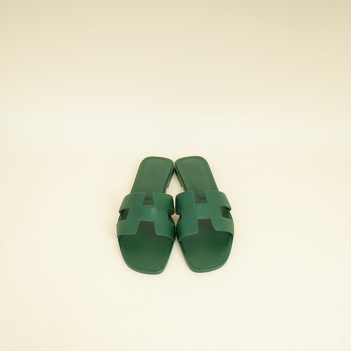 Hermes Vert Cactus Oran Sandals 37.5