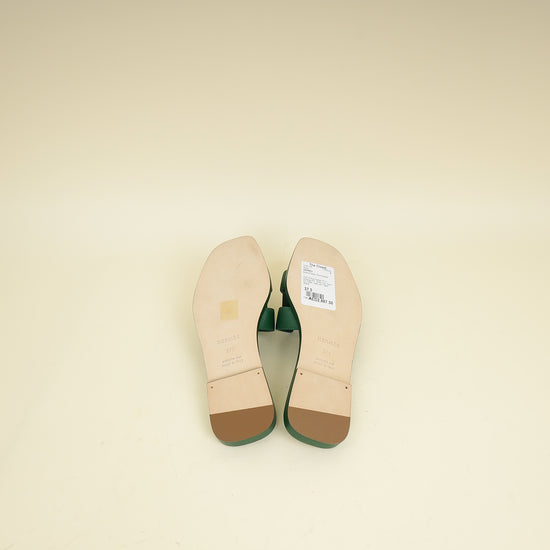 Hermes Vert Cactus Oran Sandals 37.5