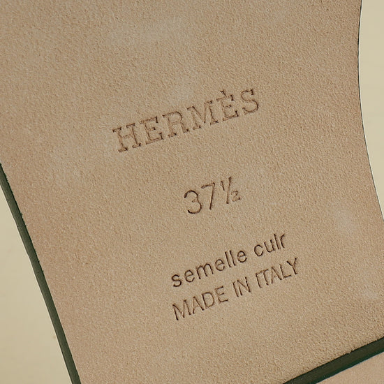 Hermes Vert Cactus Oran Sandals 37.5