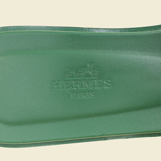 Hermes Vert Cactus Oran Sandals 37.5