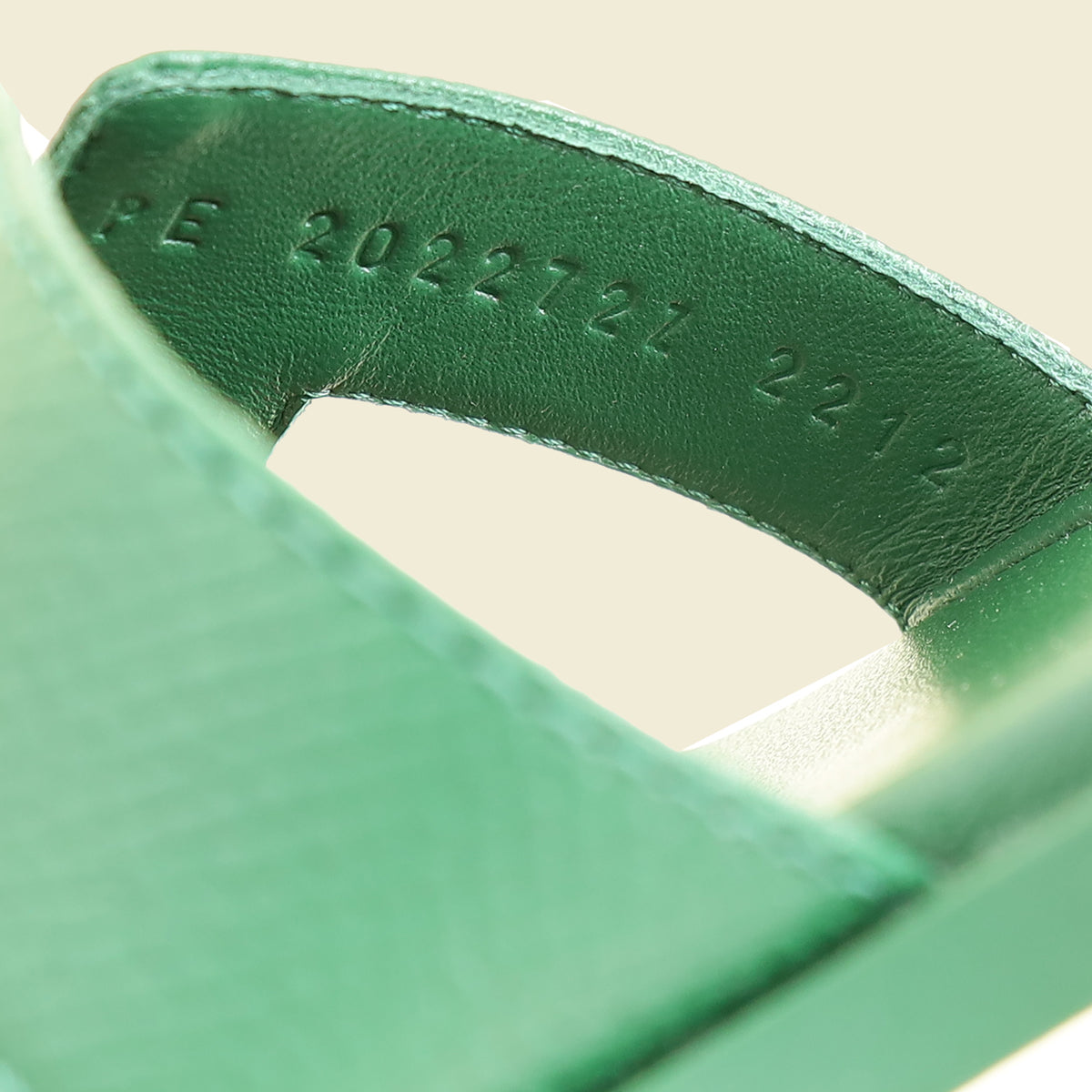 Hermes Vert Cactus Oran Sandals 37.5