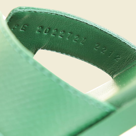 Hermes Vert Cactus Oran Sandals 37.5