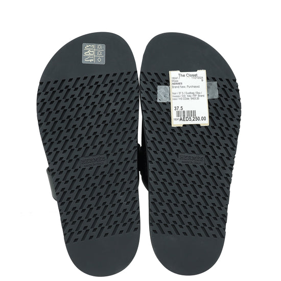 Hermes Noir Chypre Sandals 37.5