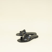 Hermes Noir Oran Sandals 37.5