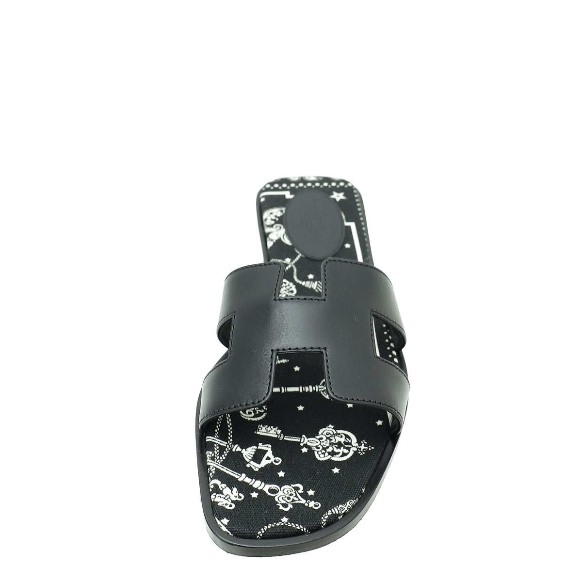 Hermes Noir Oran Les Cles Bandana Sandal 37.5-Hermes-THE CLOSET