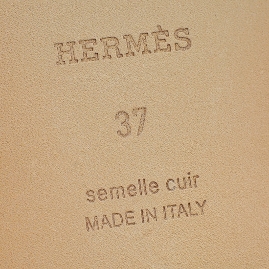 Hermes Gold Oran Stitched Detail Sandal 37