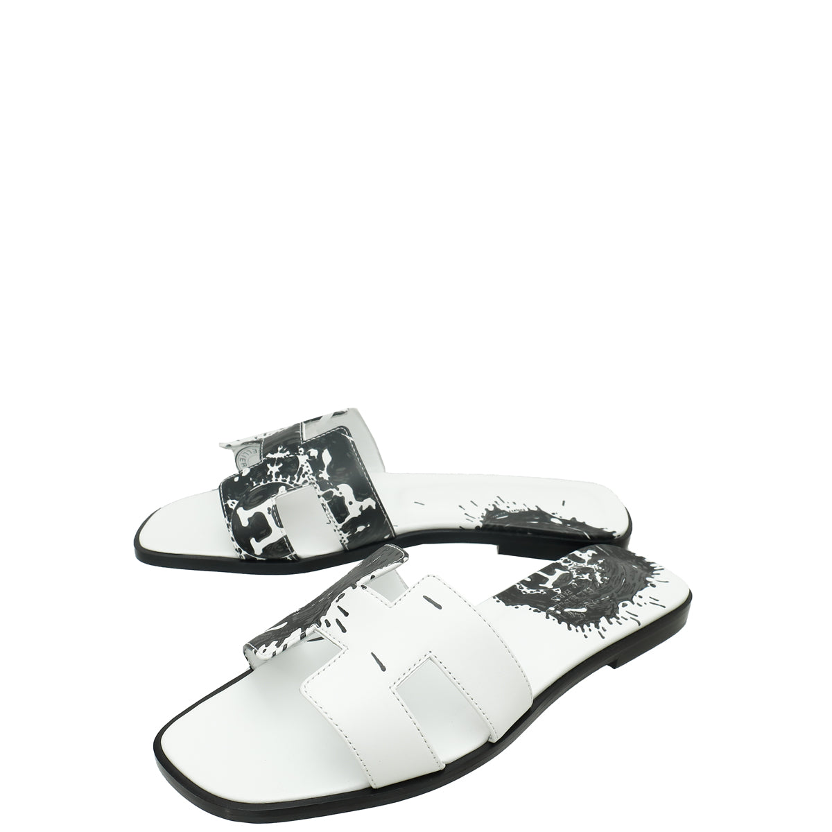 Hermes Bicolor Peinture Fraiche" Oran Sandals 37-Hermes-THE CLOSET