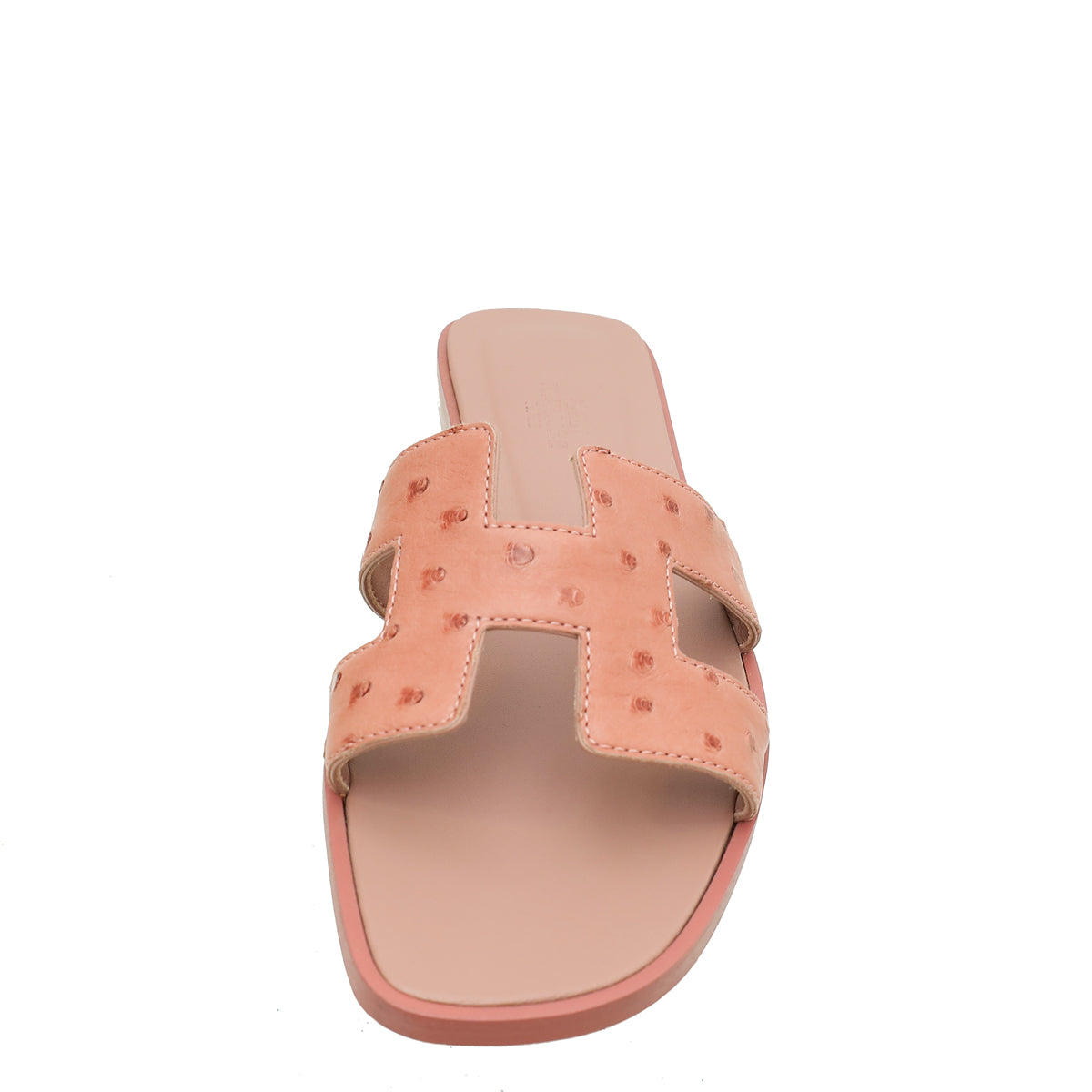 Hermes Rouge Blush Ostrich Oran Sandal 37-Hermes-THE CLOSET