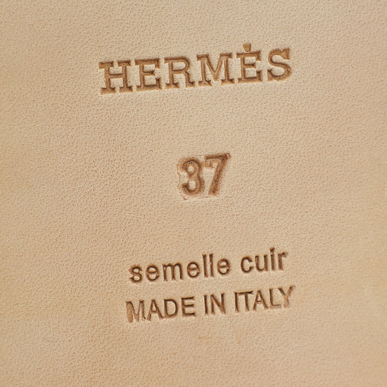 Hermes Rouge Blush Ostrich Oran Sandal 37