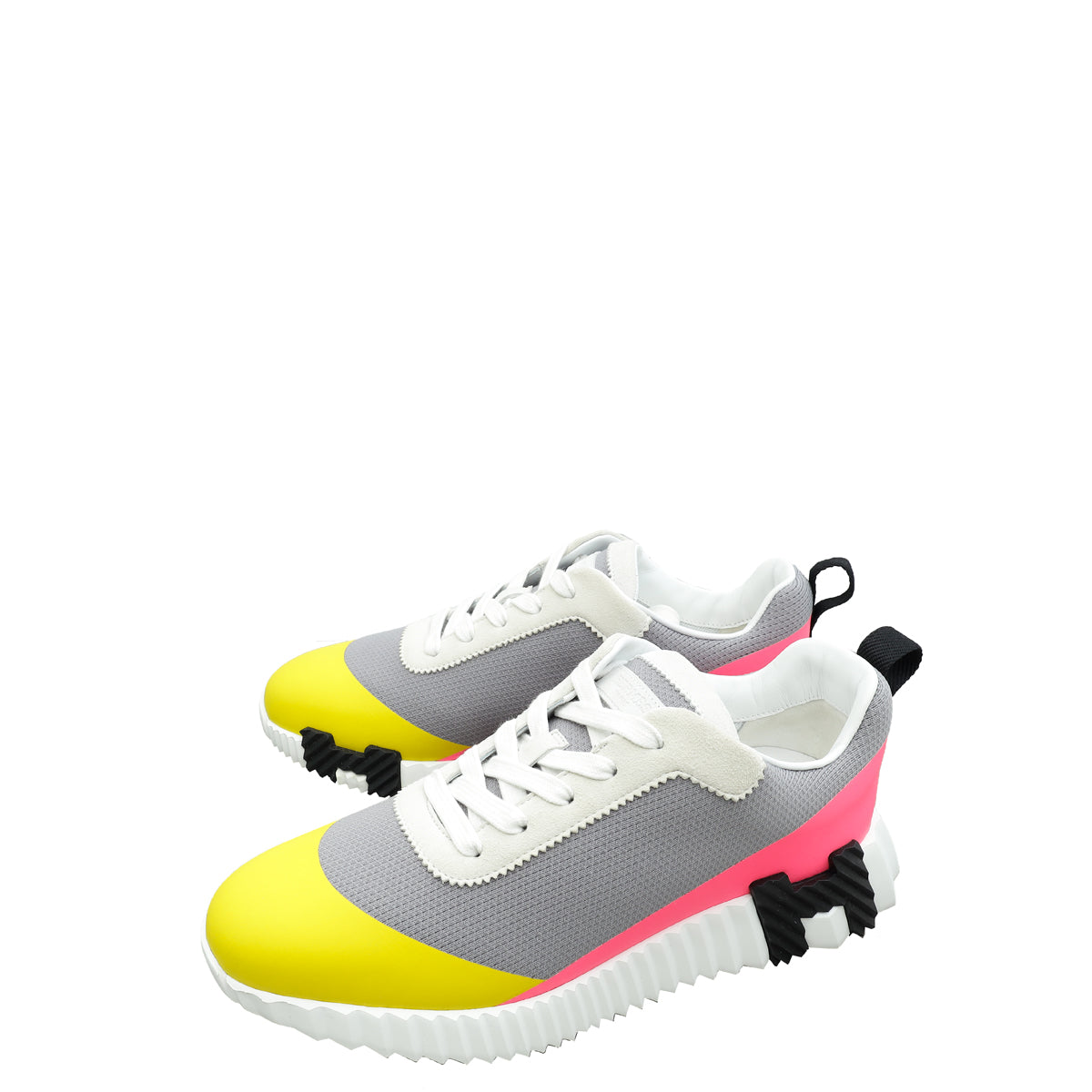 Hermes Jaune Multicolor Bouncing Satin Knit Sneaker 37-Hermes-THE CLOSET