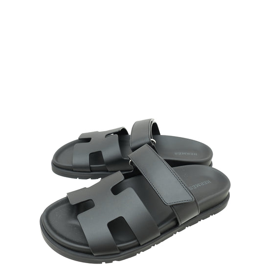 Hermes Noir Chypre Sandal 37