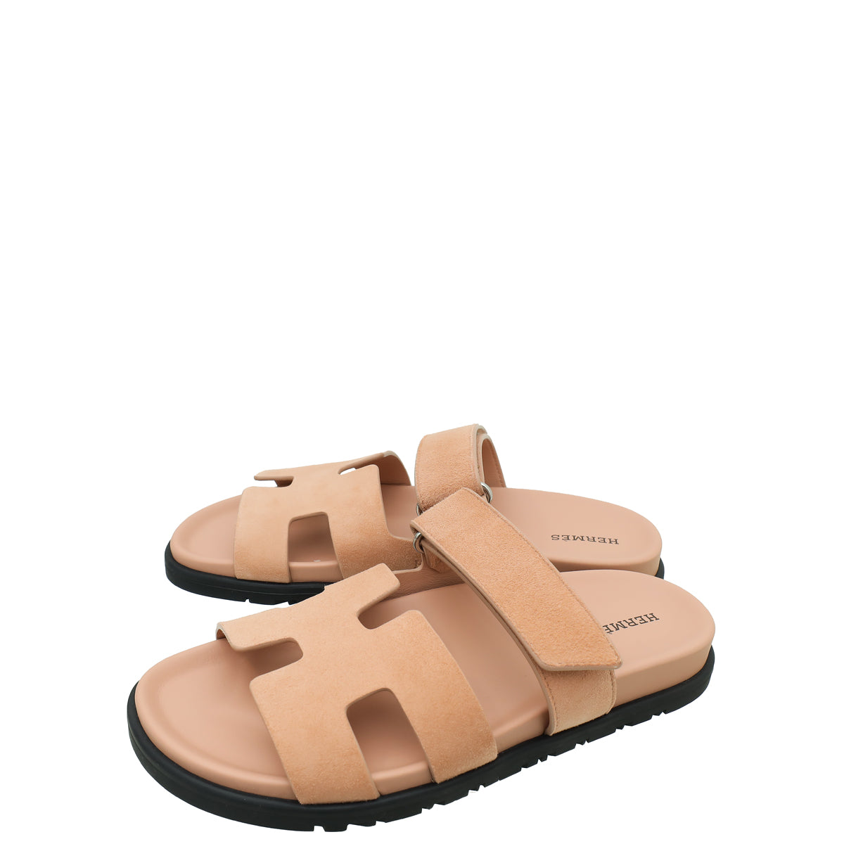 Hermes Rose Porcelain Suede Chypre Sandals 37-Hermes-THE CLOSET